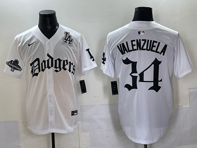Men Los Angeles Dodgers  #34 Valenzuela white Nike 2025 MLB jersey 004->new york yankees->MLB Jersey